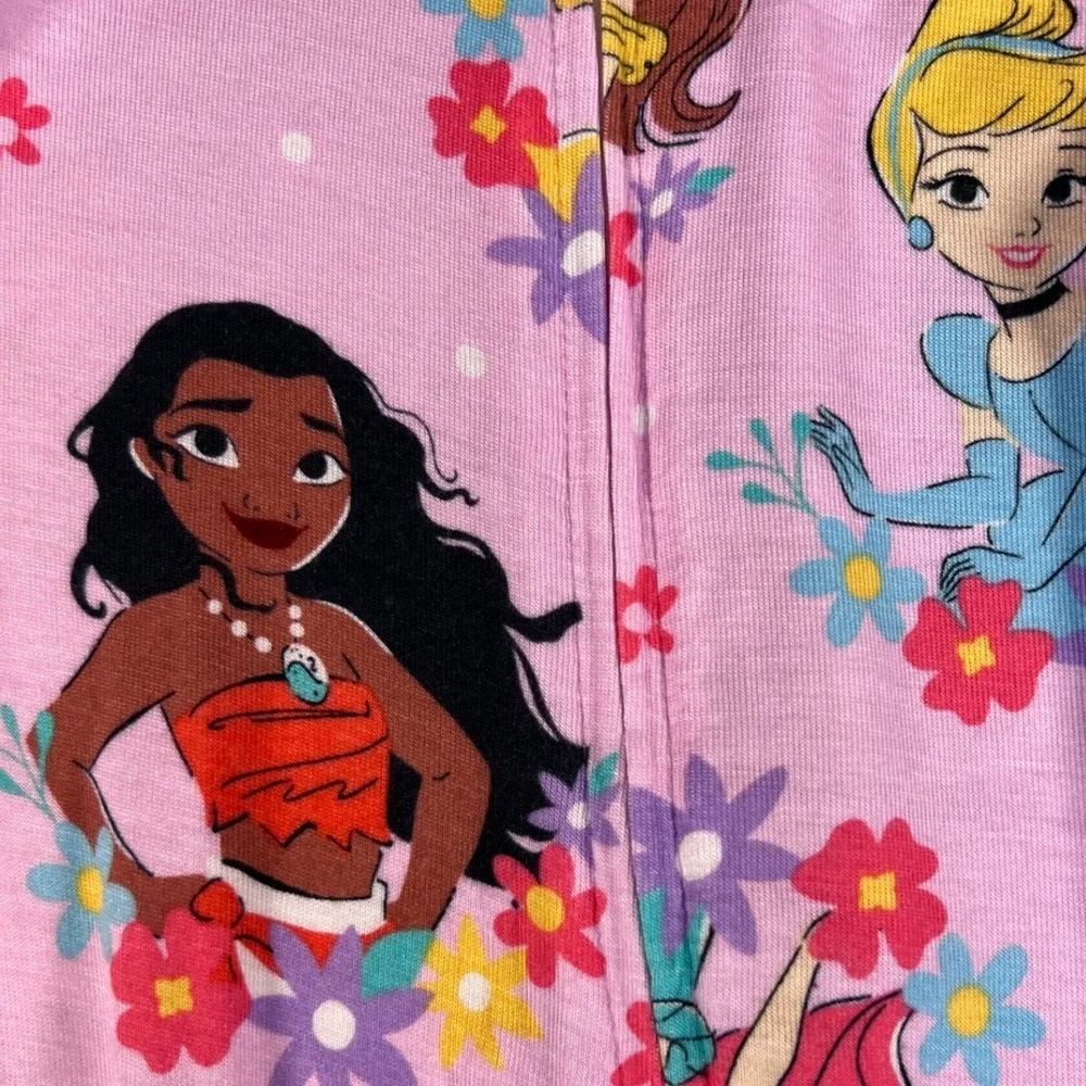 Disney Princess Toddler Girls Pink Viscose Zip Footless Pajamas 3T Moana Ariel